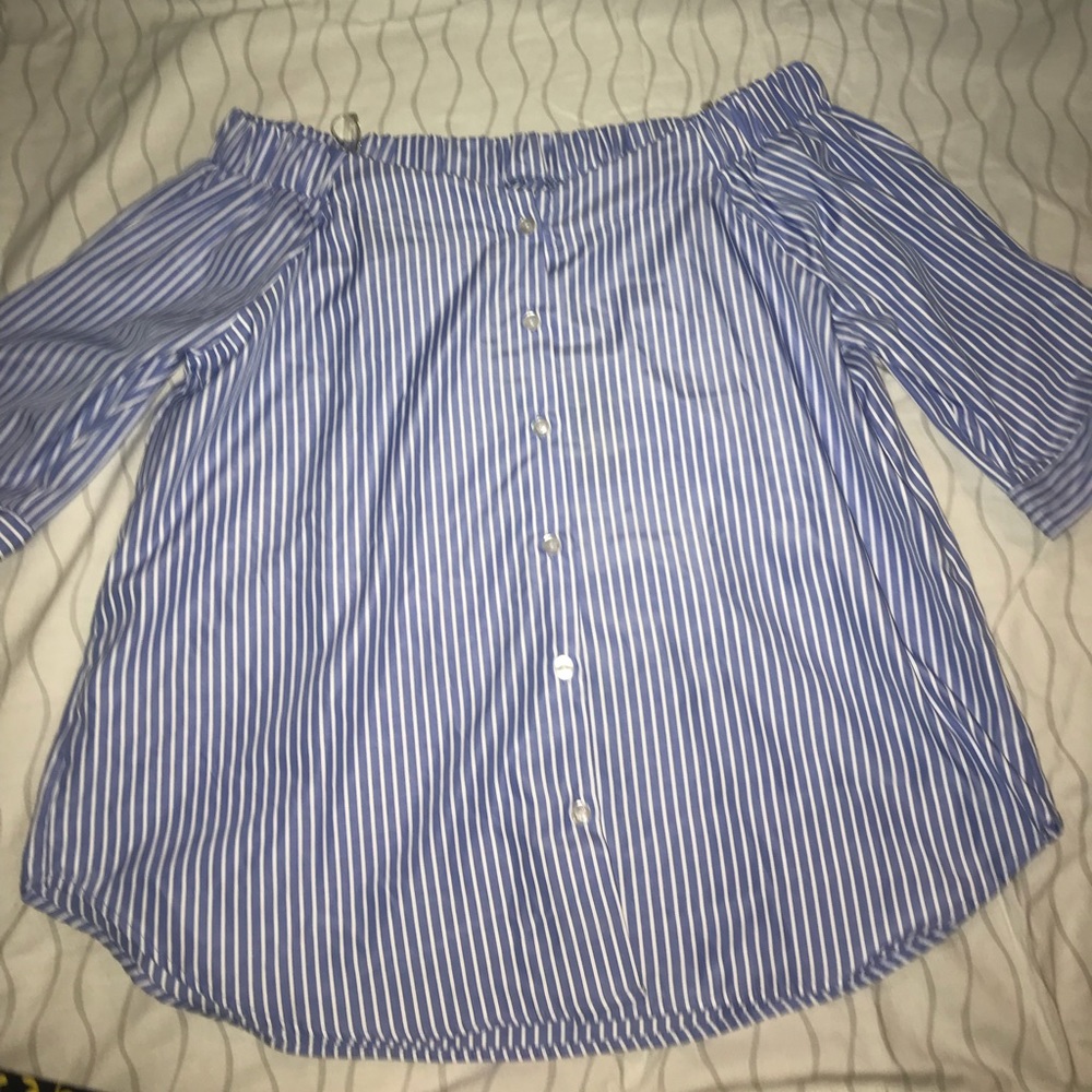 Stripped blouse off the shoulder top